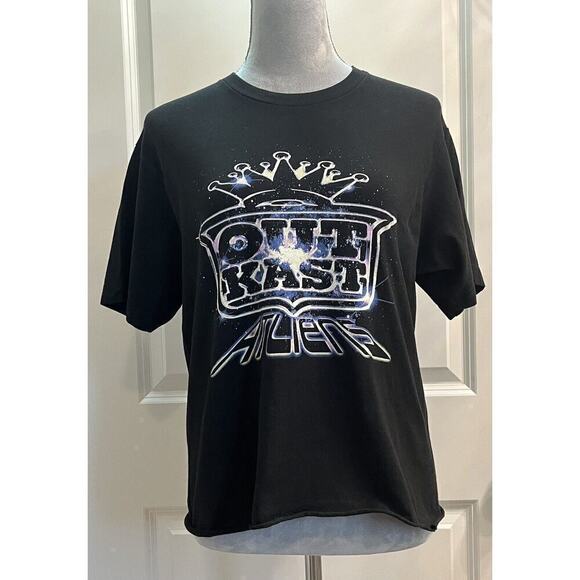 OUTKAST Aliens Unisex T Shirt Tee 90’s Rap Black Hip Hop Sz S/M Cropped Gothic - Picture 1 of 3